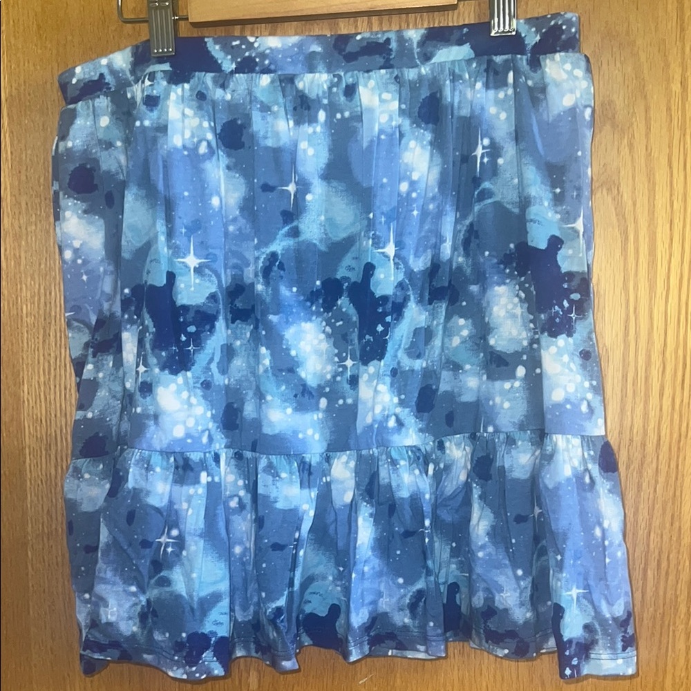 Lands End NEW Girls Blue Galaxy Celestial Star Print Ruffle Skort Pockets XL - Picture 4 of 4